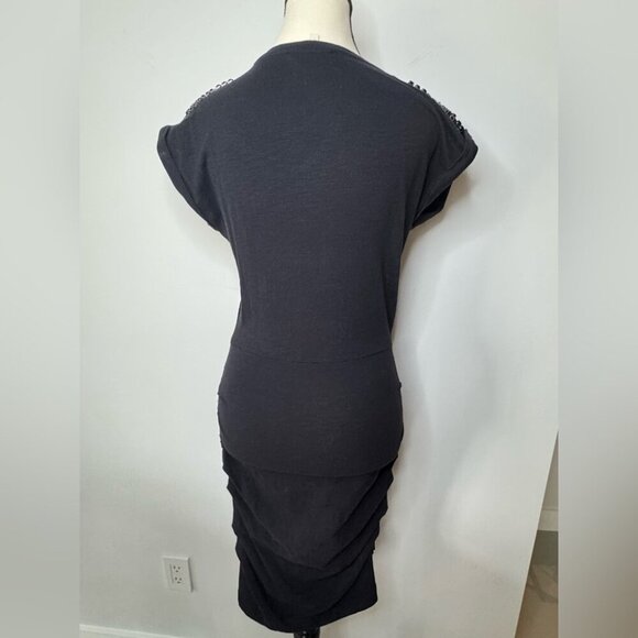 Maje Black Jersey Dress – Embellished Shoulders, Size 1 - Picture 4 of 11